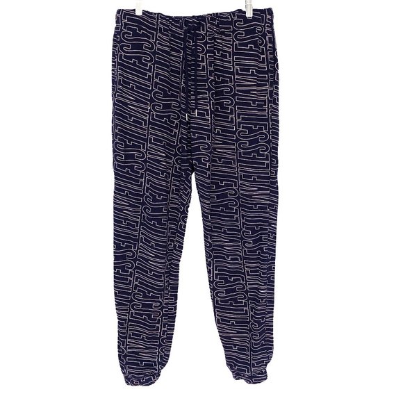 VFiles navy all over logo print cozy sweatpant joggers